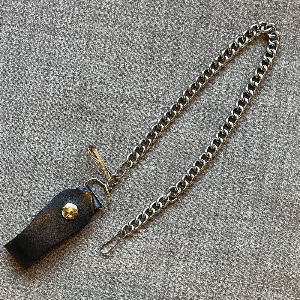 Made in USA Leather and Metal Wallet Chain Anti-Theft Secure
